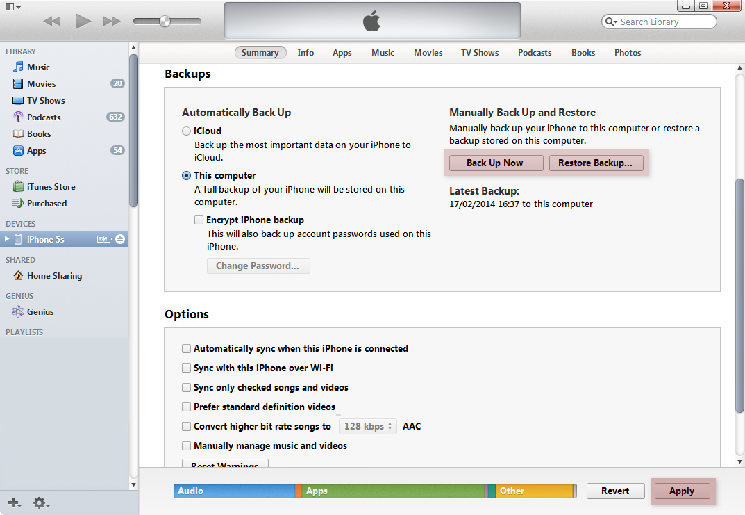 Manual backup iphone itunes mac pro